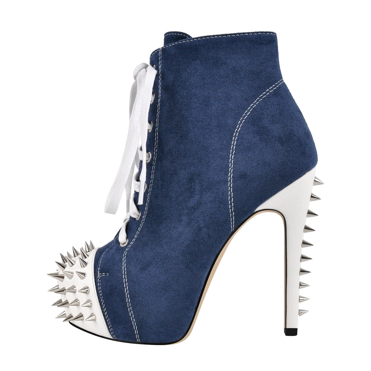 Rivet Platform Suede Lace-up Stiletto Ankle Boots | Onlymaker Customer Favorite