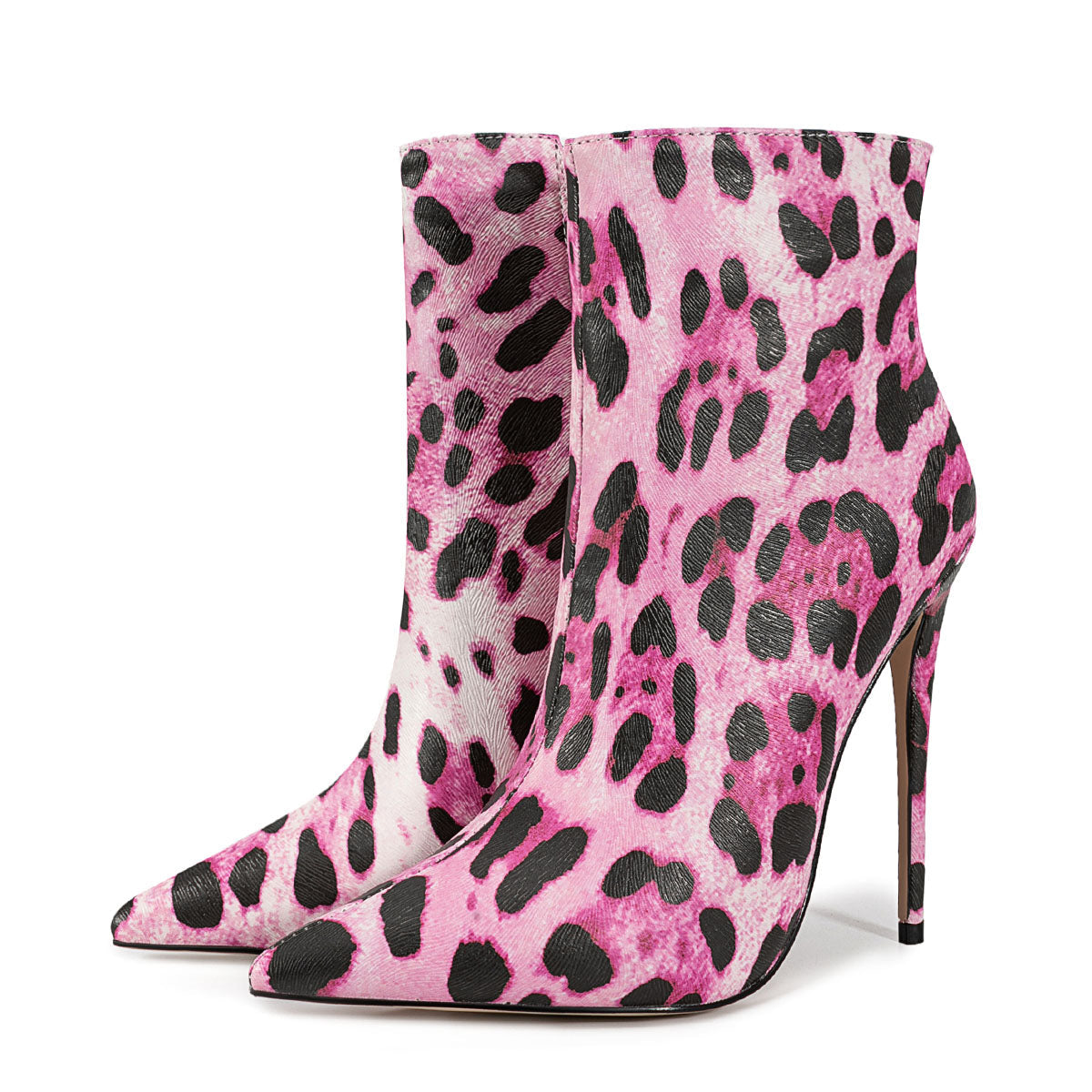 Pointed Toe Leopard High Heel Ankle Boots | Onlymaker Great Value