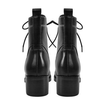 Square Toe Lace-up Chunky Heel Ankle Boots | Onlymaker Popular