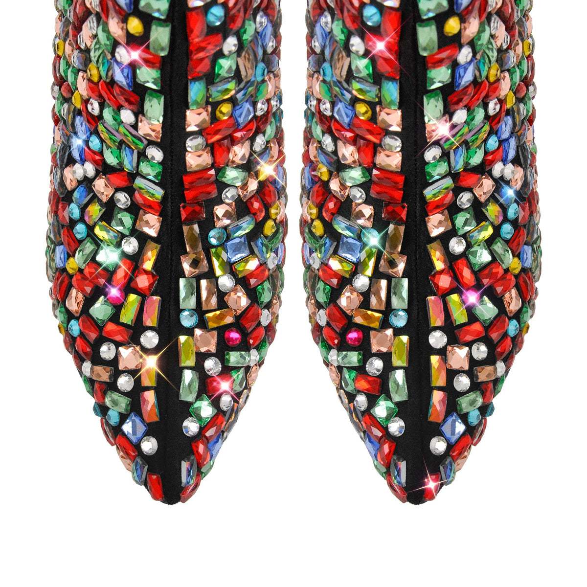 Pointed Toe Colorful Rhinestones Ankle Boots | Onlymaker Premium