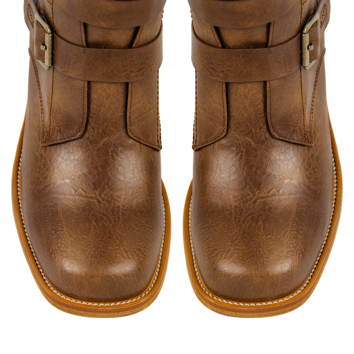Square Toe Buckle Side Zipper Ankle Boots | Onlymaker Sale