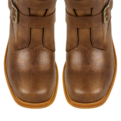 Square Toe Buckle Side Zipper Ankle Boots | Onlymaker Sale