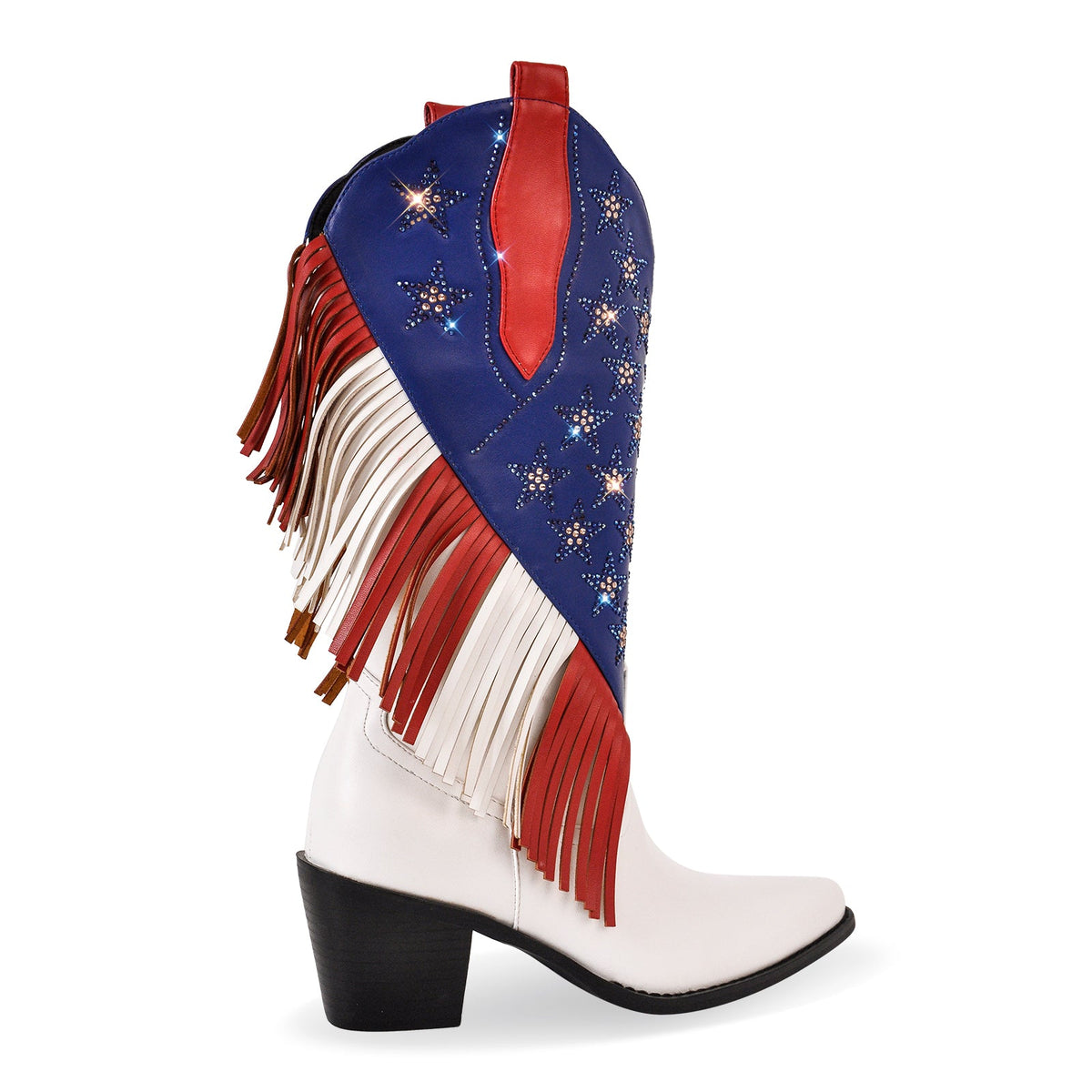 Rhinestone Star Fringe Knee High Western Boots | Onlymaker Quality