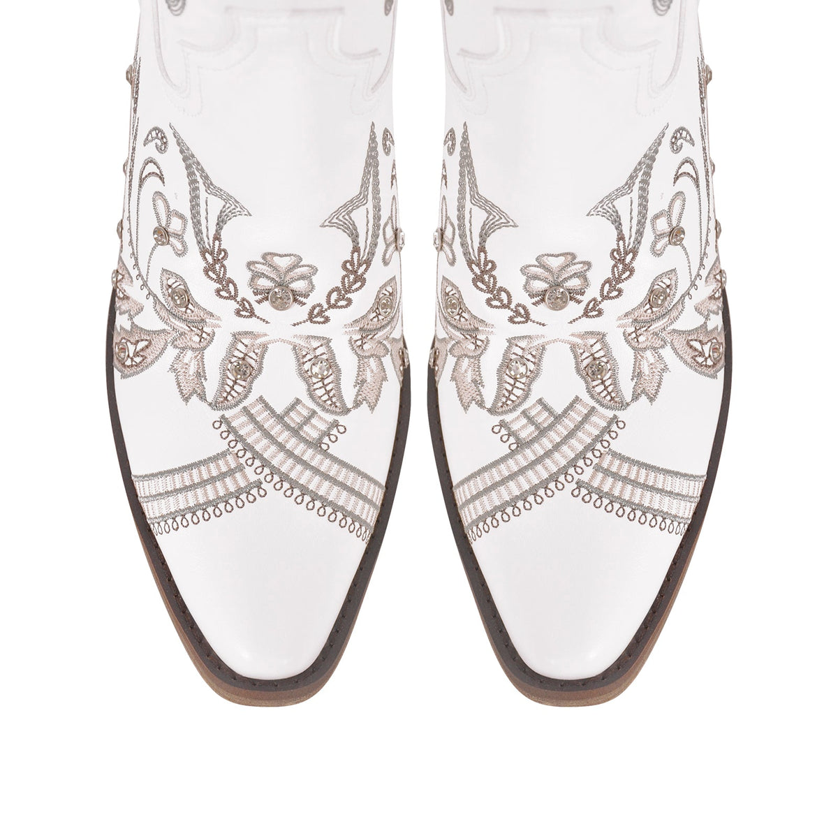 Embroidery Rhinestone Chunky Heel Knee High Boots | Onlymaker Sale