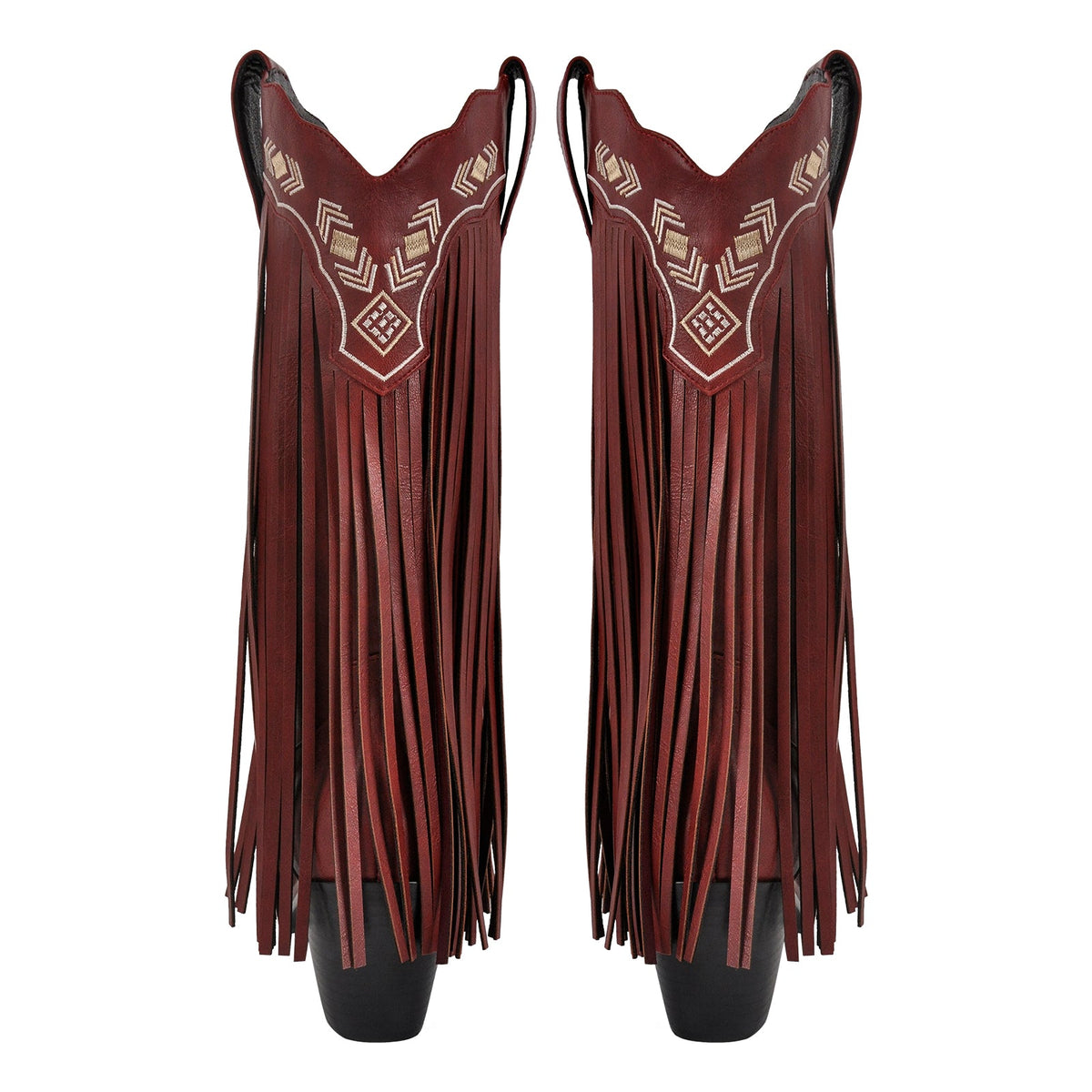 Pointed Toe Fringe Embroidery Knee High Western Boots | Onlymaker Everyday