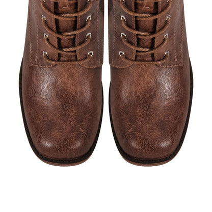 Square Toe Lace-up Ankle Men's Boot | Onlymaker Featured