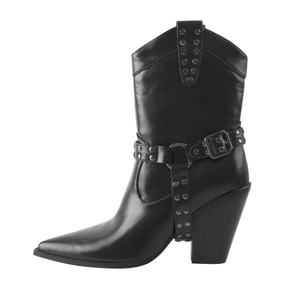 Pointed Toe Black Cowgirl Boots | Onlymaker Featured