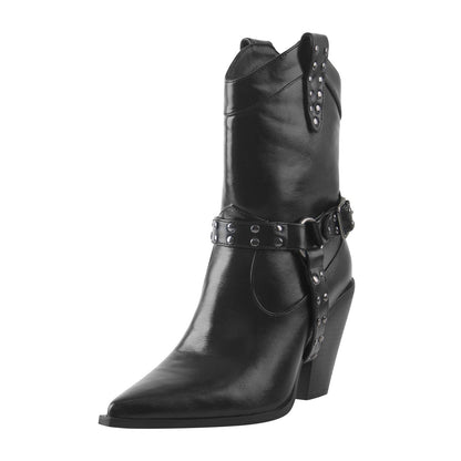 Pointed Toe Black Cowgirl Boots | Onlymaker Featured