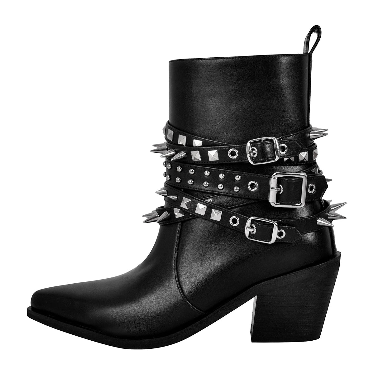 Chunky Heel Rivet Buckle Ankle Boots | Onlymaker Value