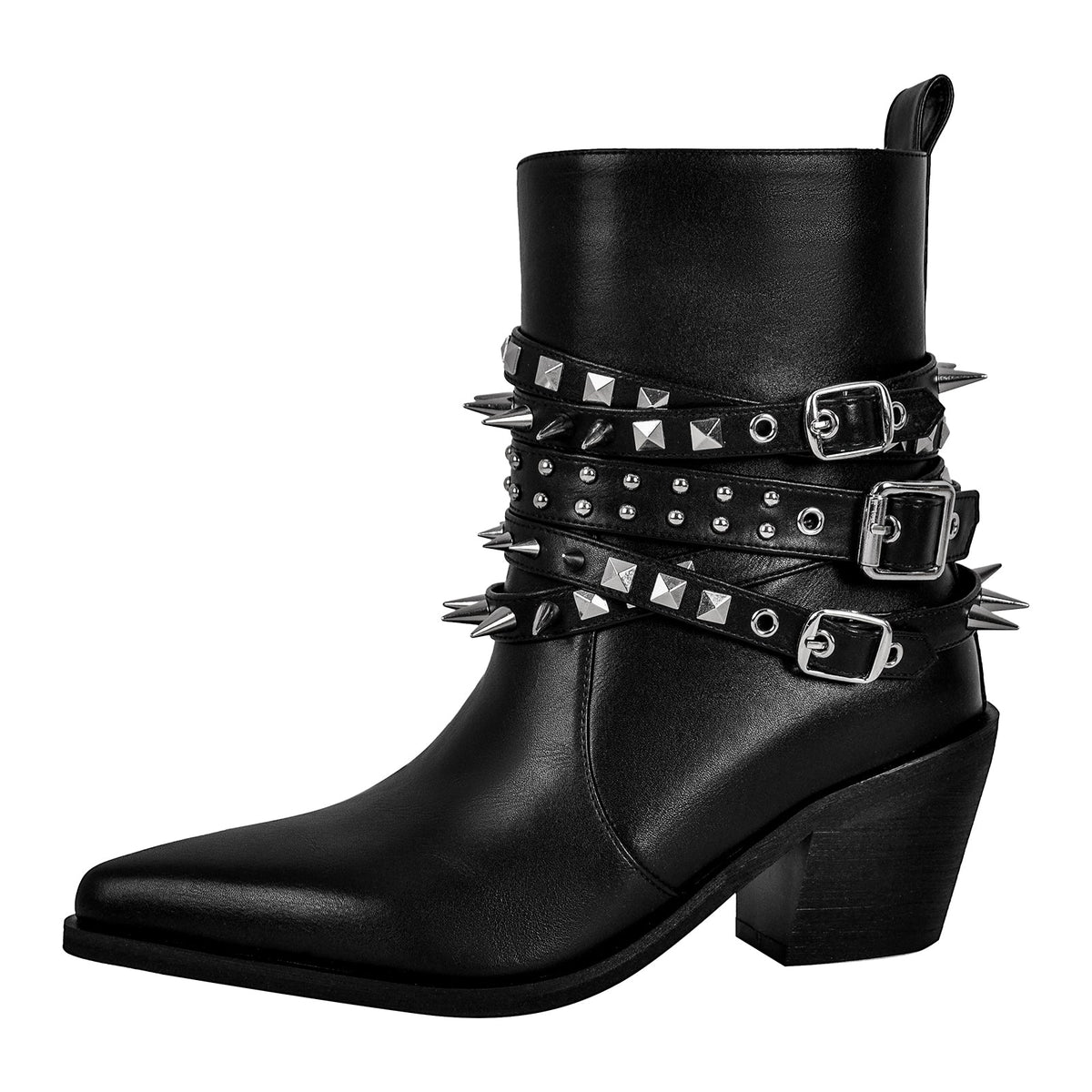 Chunky Heel Rivet Buckle Ankle Boots | Onlymaker Value