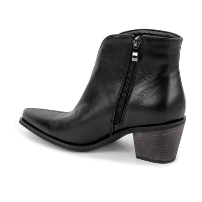 Zipper Chunky Heel Western Ankle Boots | Onlymaker Quality