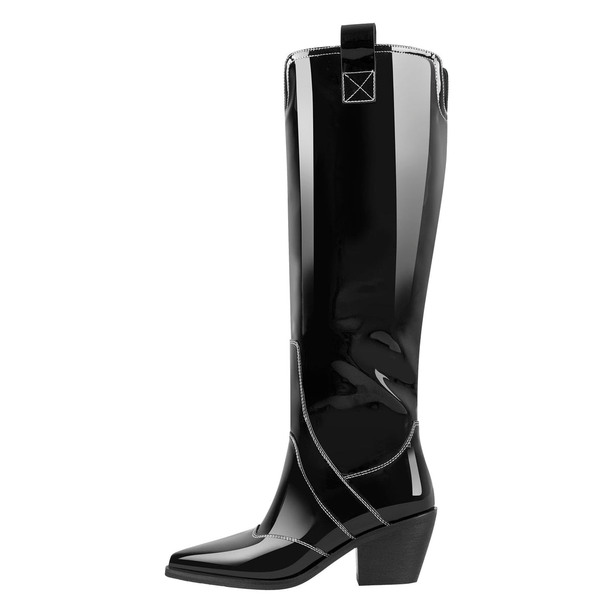 Pointed Toe Patent Pull On Cowboy Boots | Onlymaker Great Value