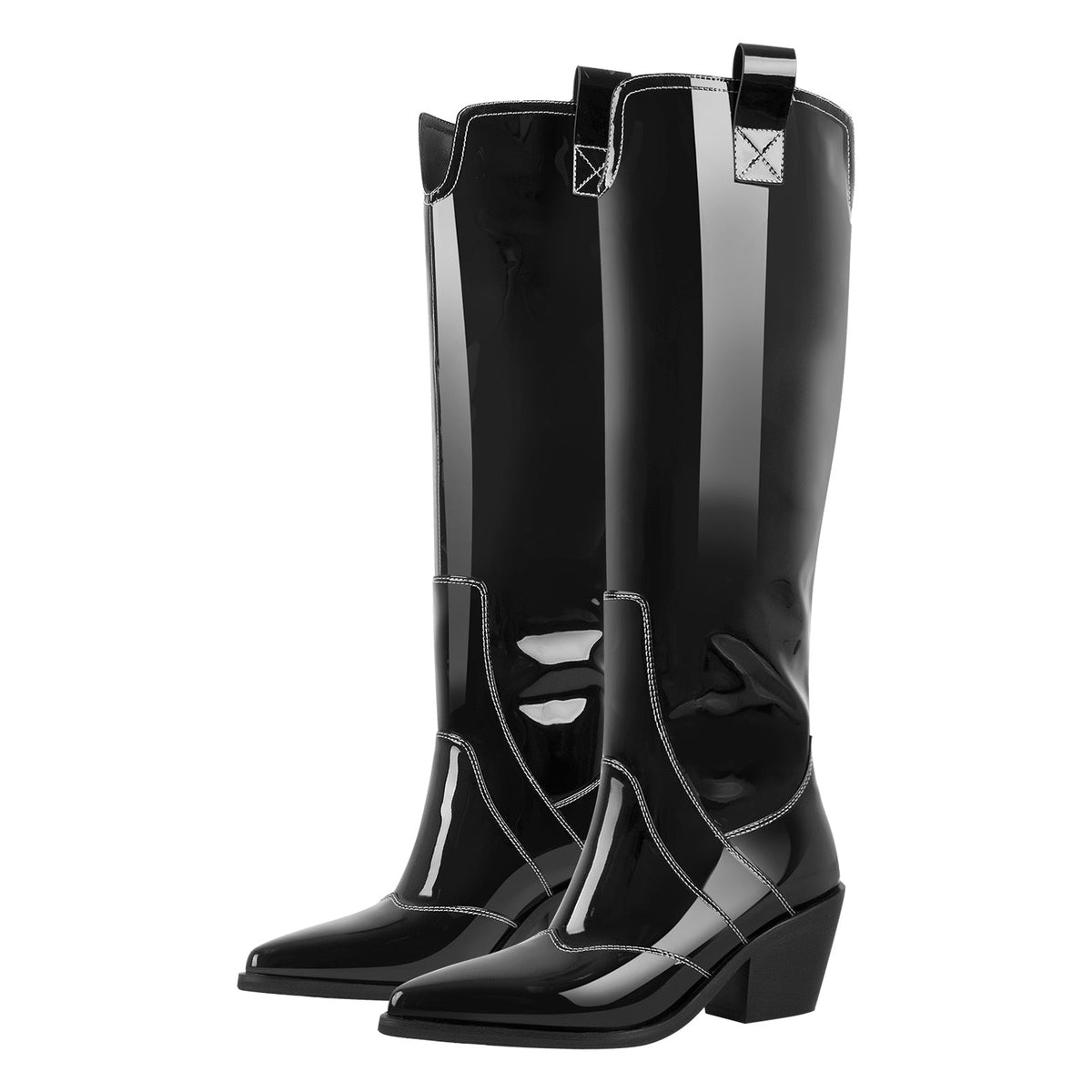 Pointed Toe Patent Pull On Cowboy Boots | Onlymaker Great Value