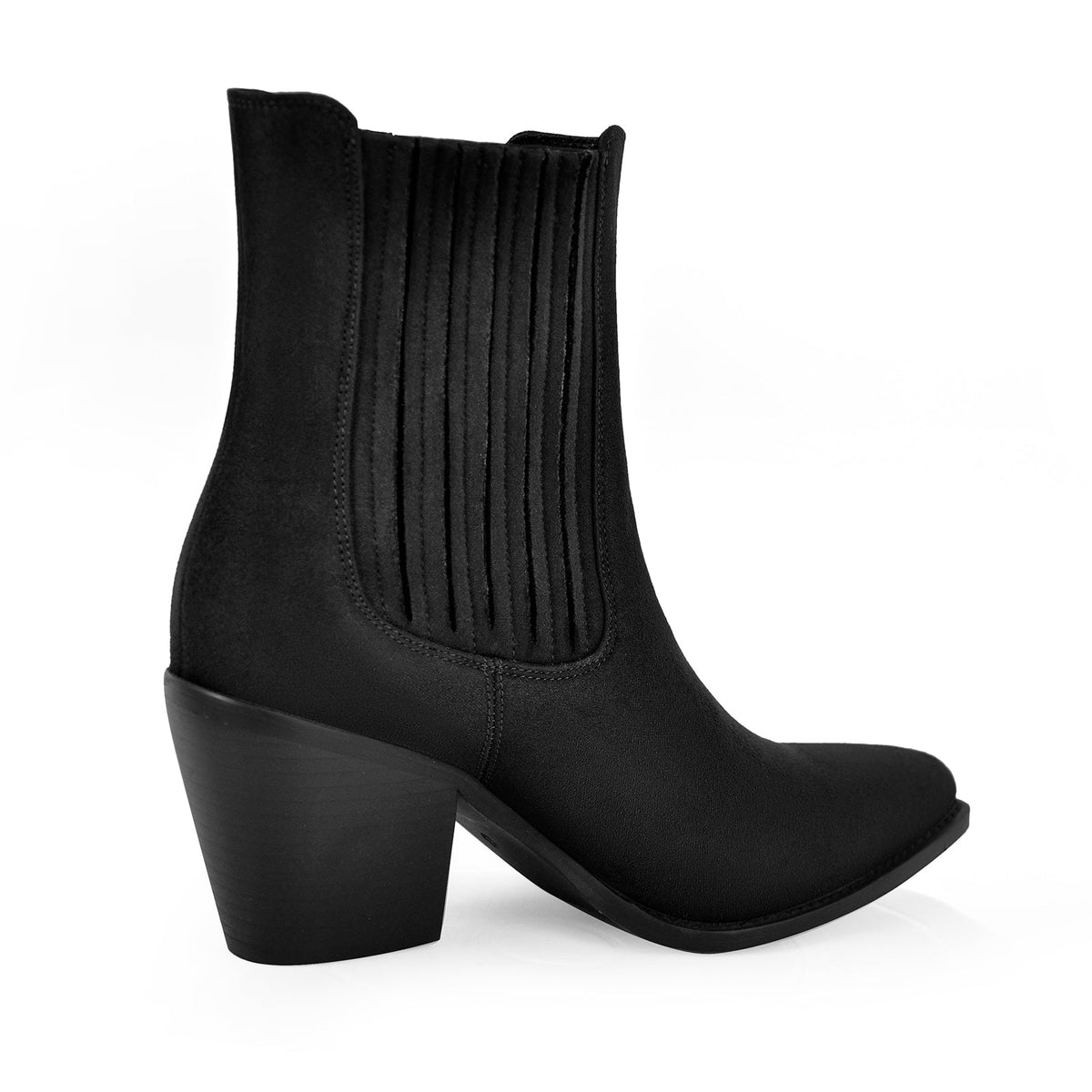Pointed Toe Suede Chunky Heel Western Ankle Boots | Onlymaker Value
