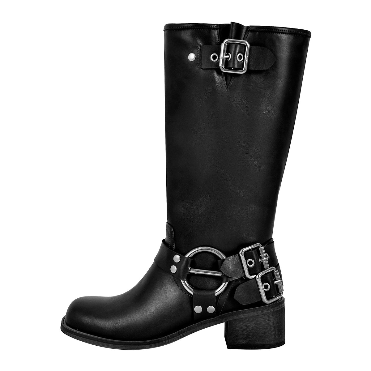 Square Toe Buckle Knee High Western Boots | Onlymaker Signature