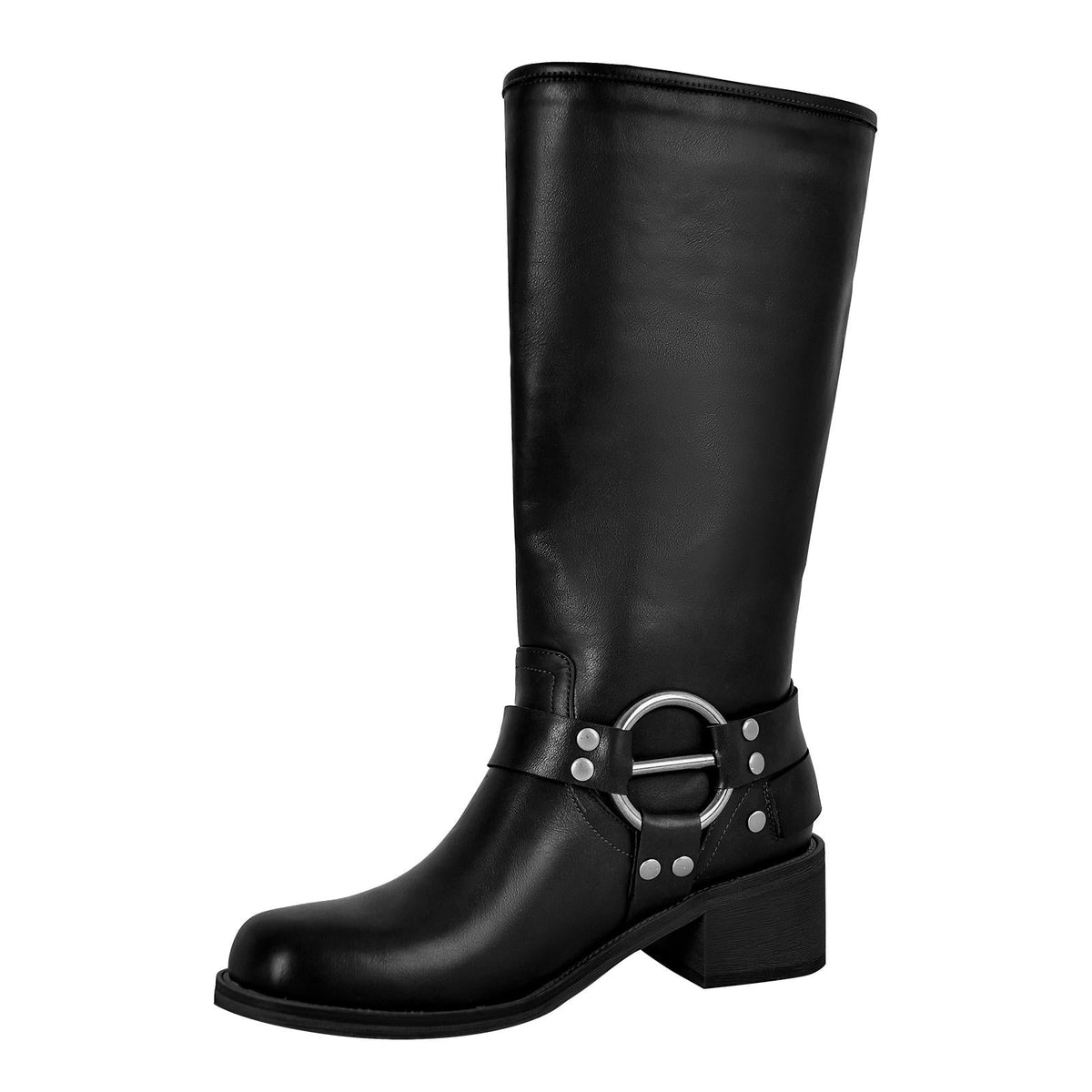Square Toe Buckle Knee High Western Boots | Onlymaker Signature
