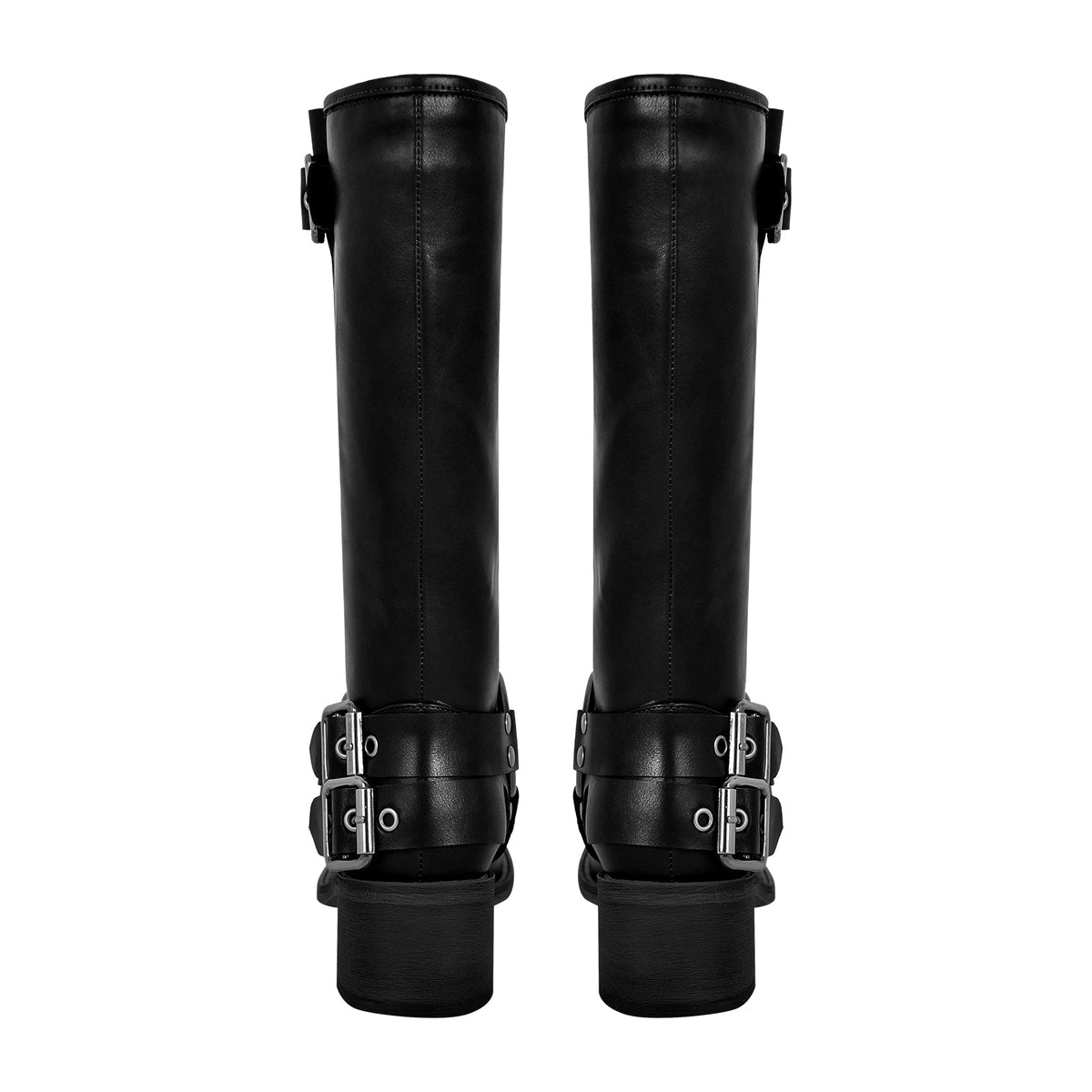 Square Toe Buckle Knee High Western Boots | Onlymaker Signature