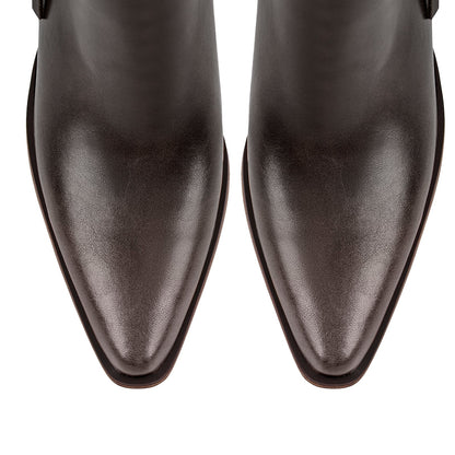 Pointed Toe Chunky Heel Zipper Ankle Booties | Onlymaker Latest