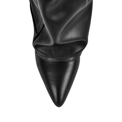 Denim Pointed Toe Wedge Heel Fold Over Boots | Onlymaker Signature