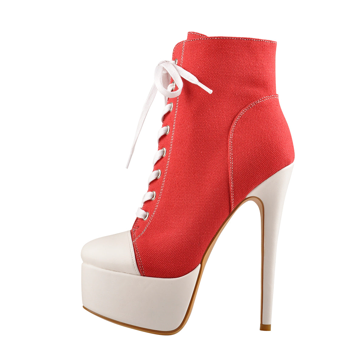 Canvas High Heel Sneaker Lace Up Platform Ankle Boots | Onlymaker Trusted
