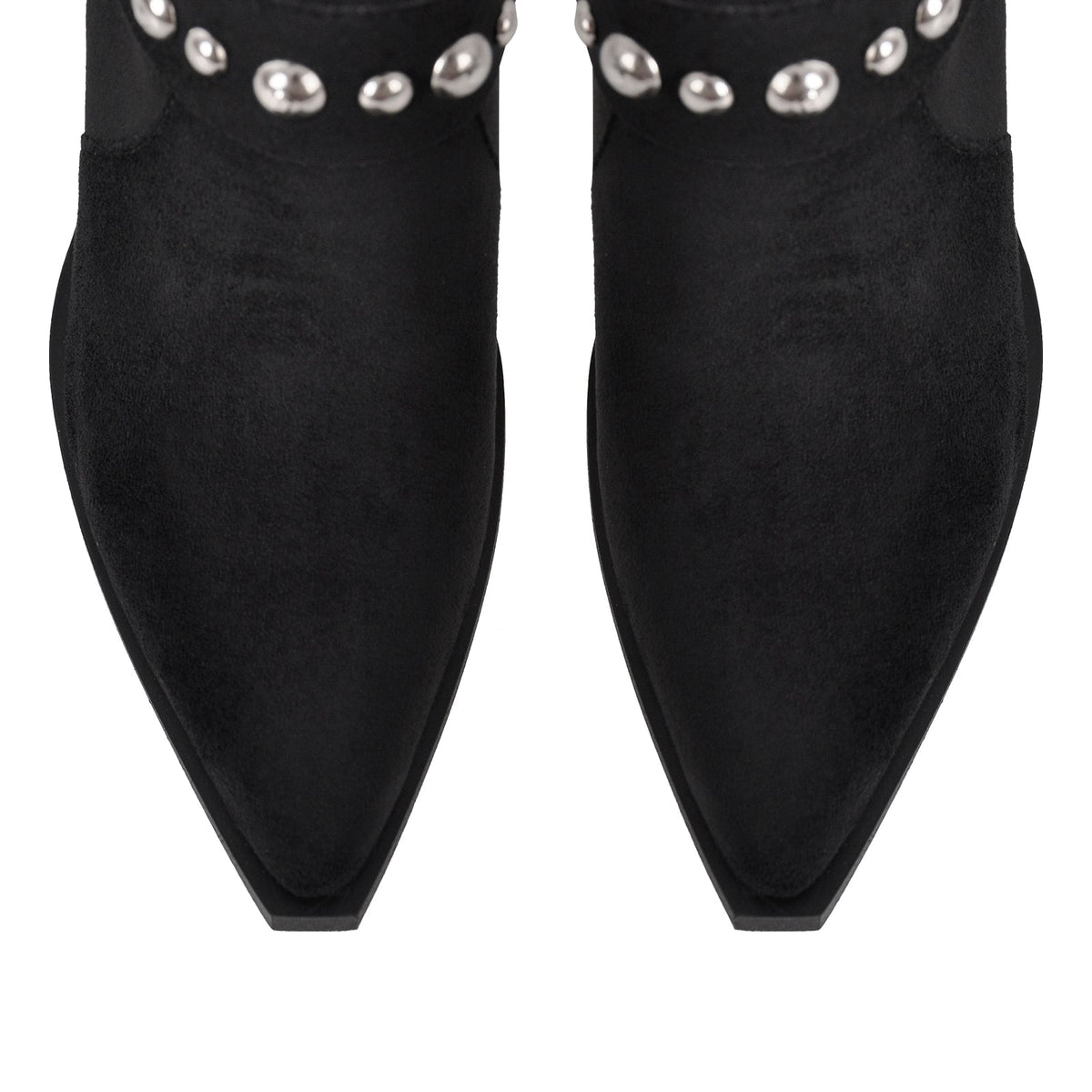 Pointed Toe Rivet Belt Pleated Knee High Boots | Onlymaker Premium