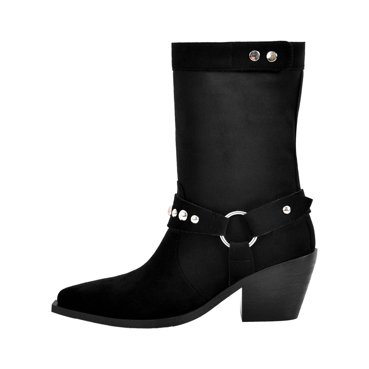 Rivet Pointed Toe Suede Western Ankle Boots | Onlymaker Best Price