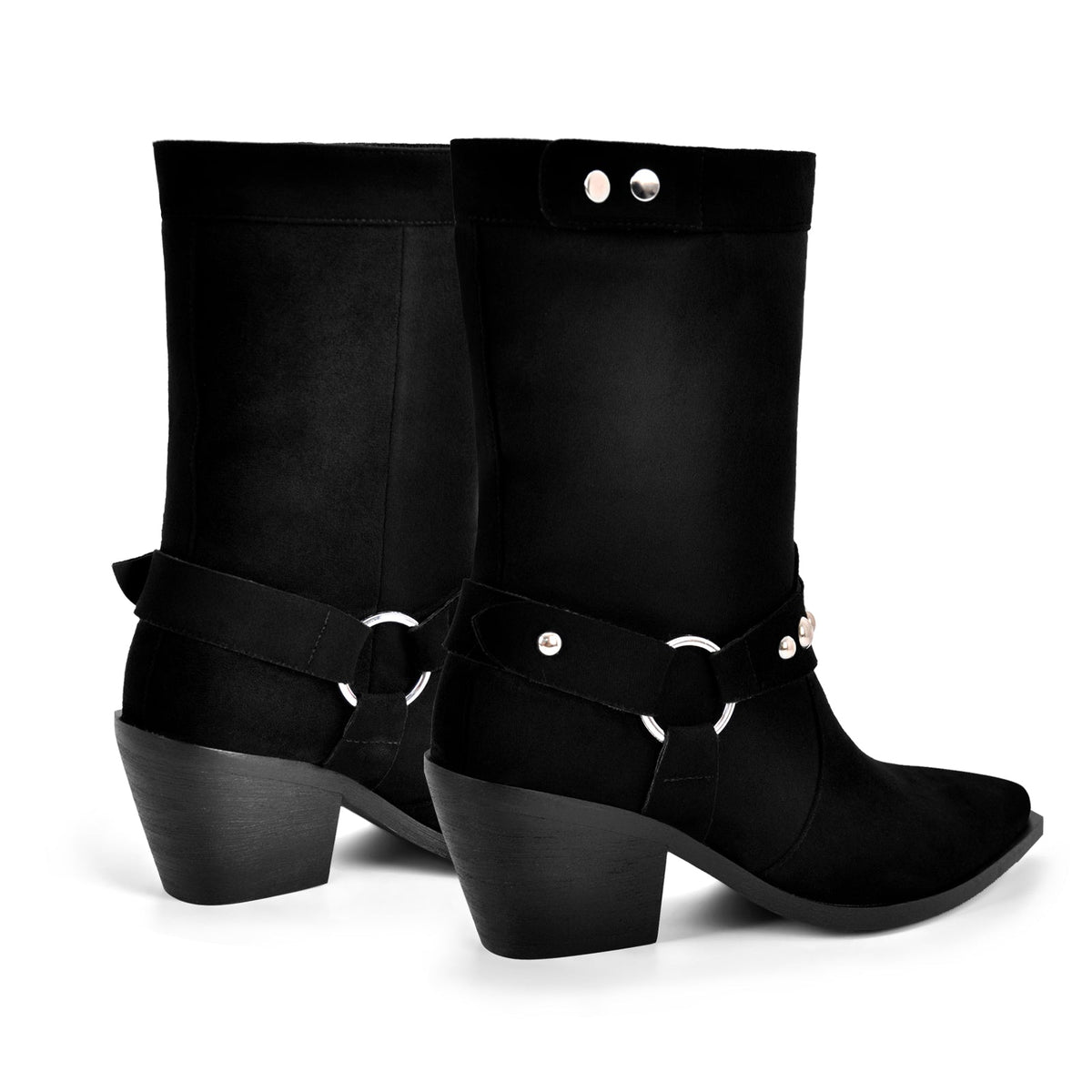 Rivet Pointed Toe Suede Western Ankle Boots | Onlymaker Best Price