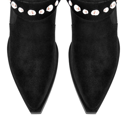 Rivet Pointed Toe Suede Western Ankle Boots | Onlymaker Best Price