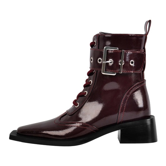 Square Toe Buckle Ankle Boots | Onlymaker Premium