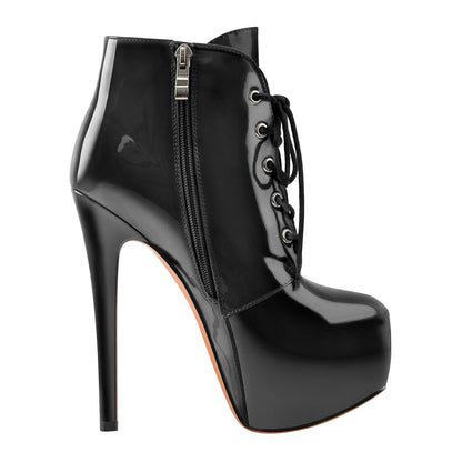 Rivet Platform Lace Up Stiletto Ankle Boots | Onlymaker Signature