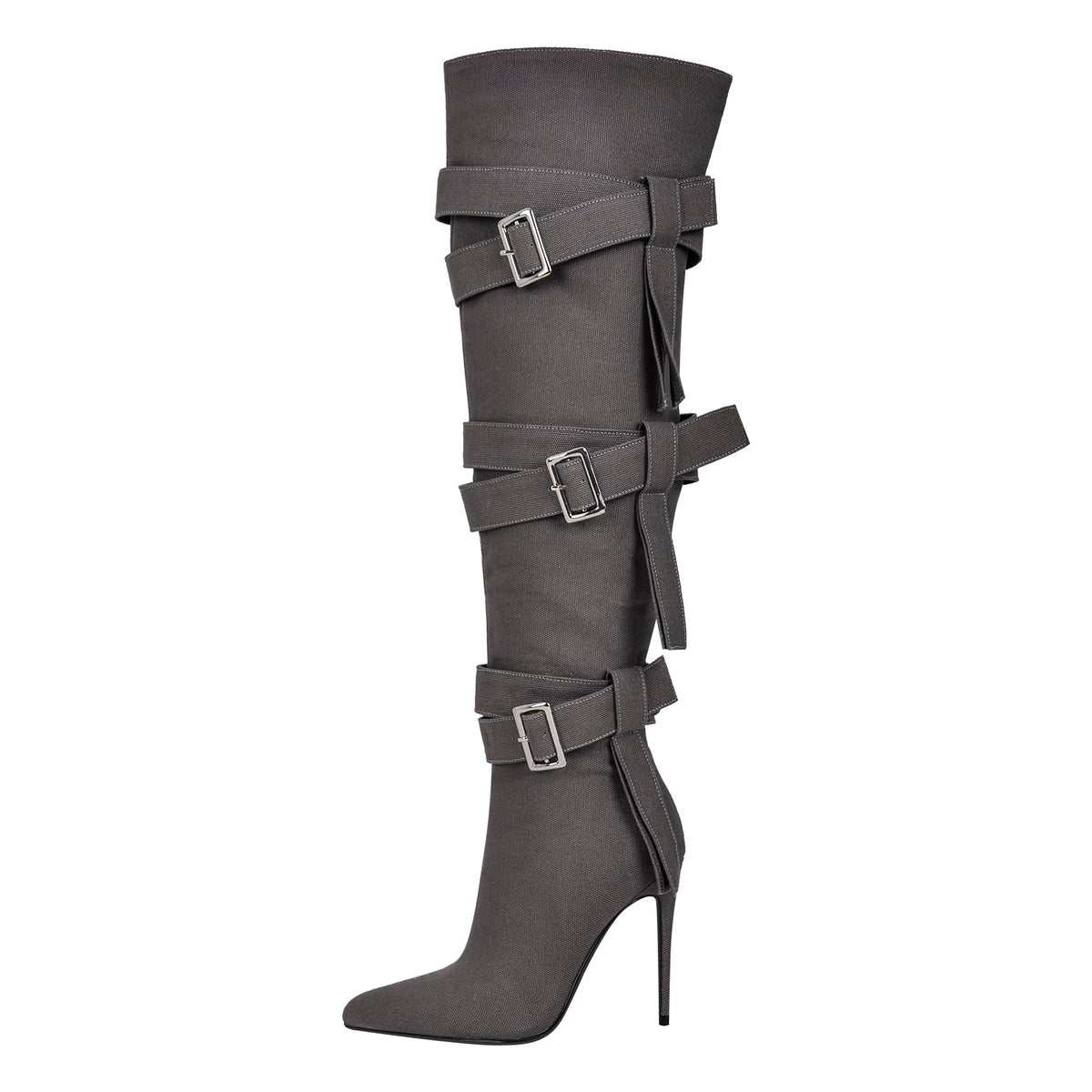Pointed Toe Buckle Strap Over The Knee Boots | Onlymaker Essential