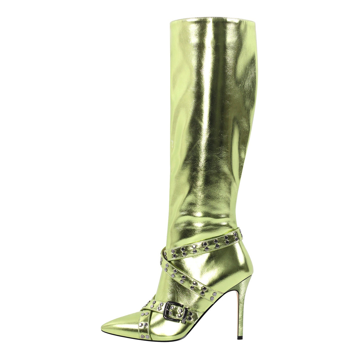 Straps Knee High Metallic Color Boots | Onlymaker Hot Sale