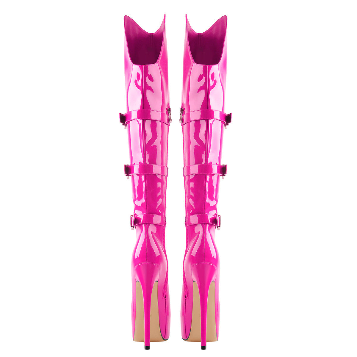 Round Toe Platform Over The Knee Rose Red Boots | Onlymaker Deals