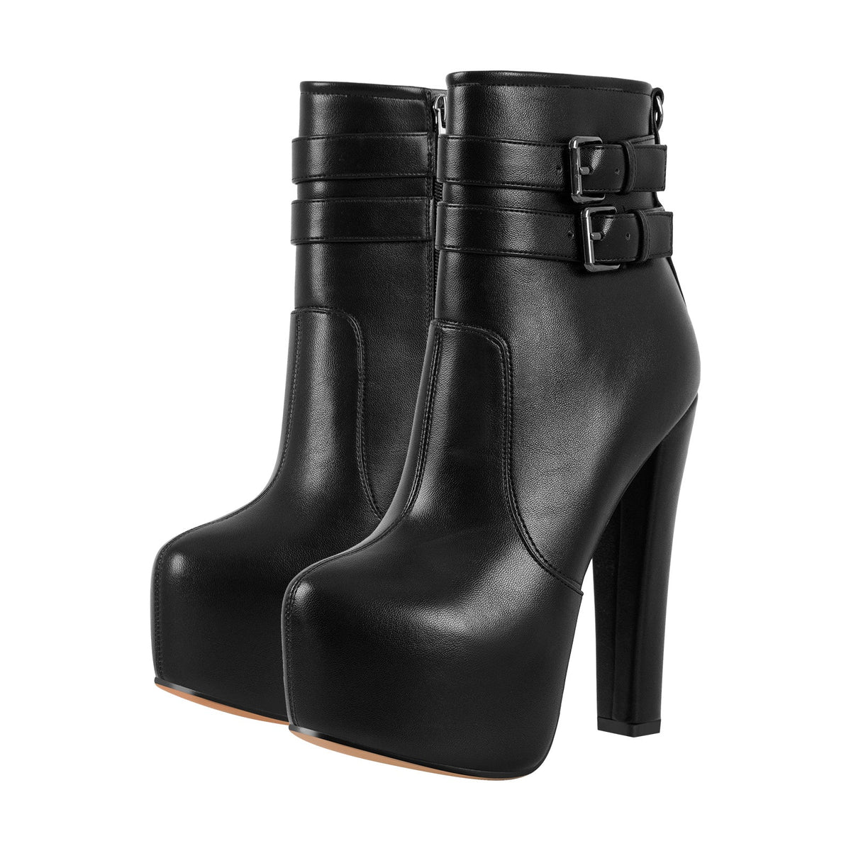 Platform Chunky High Heels Buckle Zip Ankle Boots | Onlymaker Smart Buy
