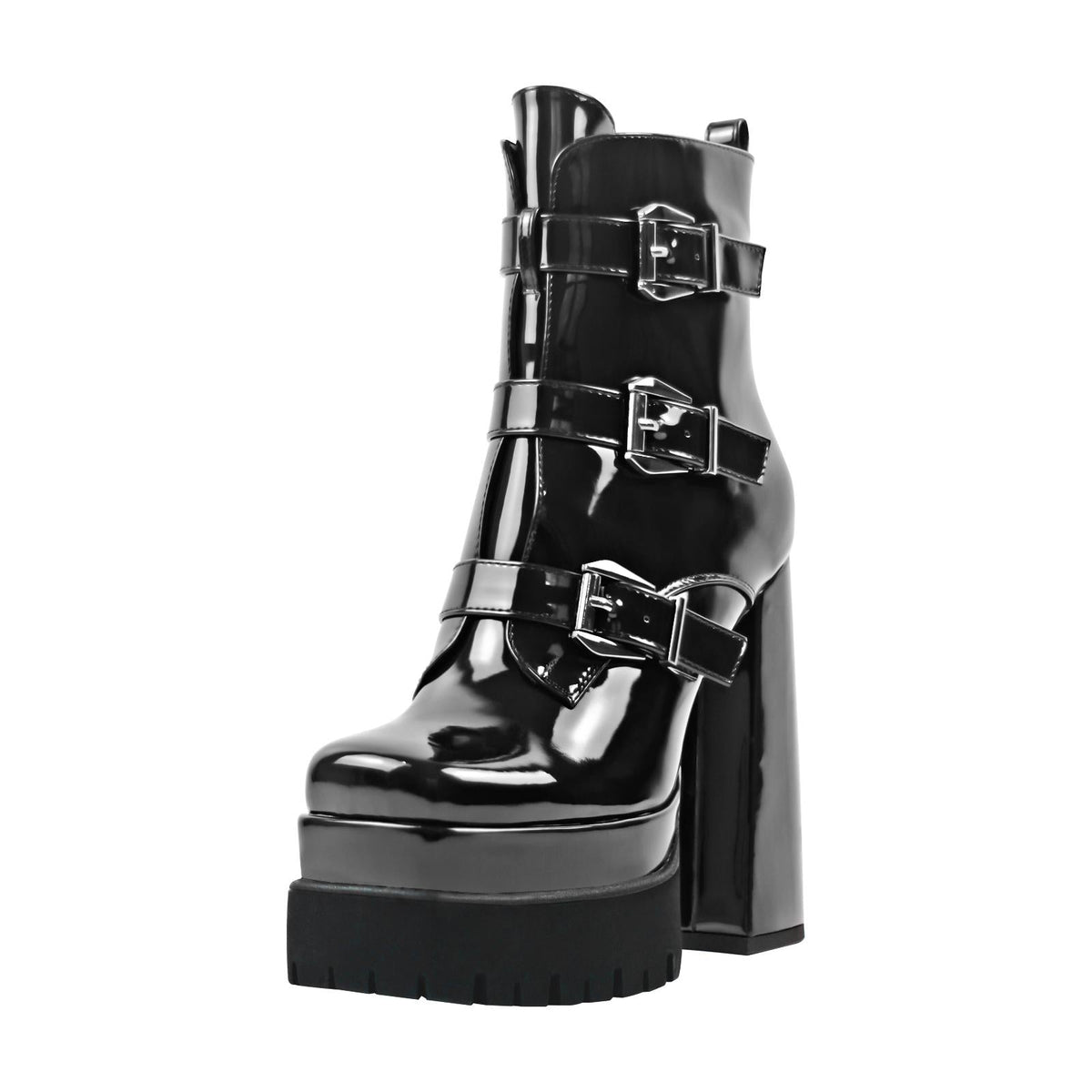 Double Platform Strap Buckle Ankle Boots | Onlymaker Latest
