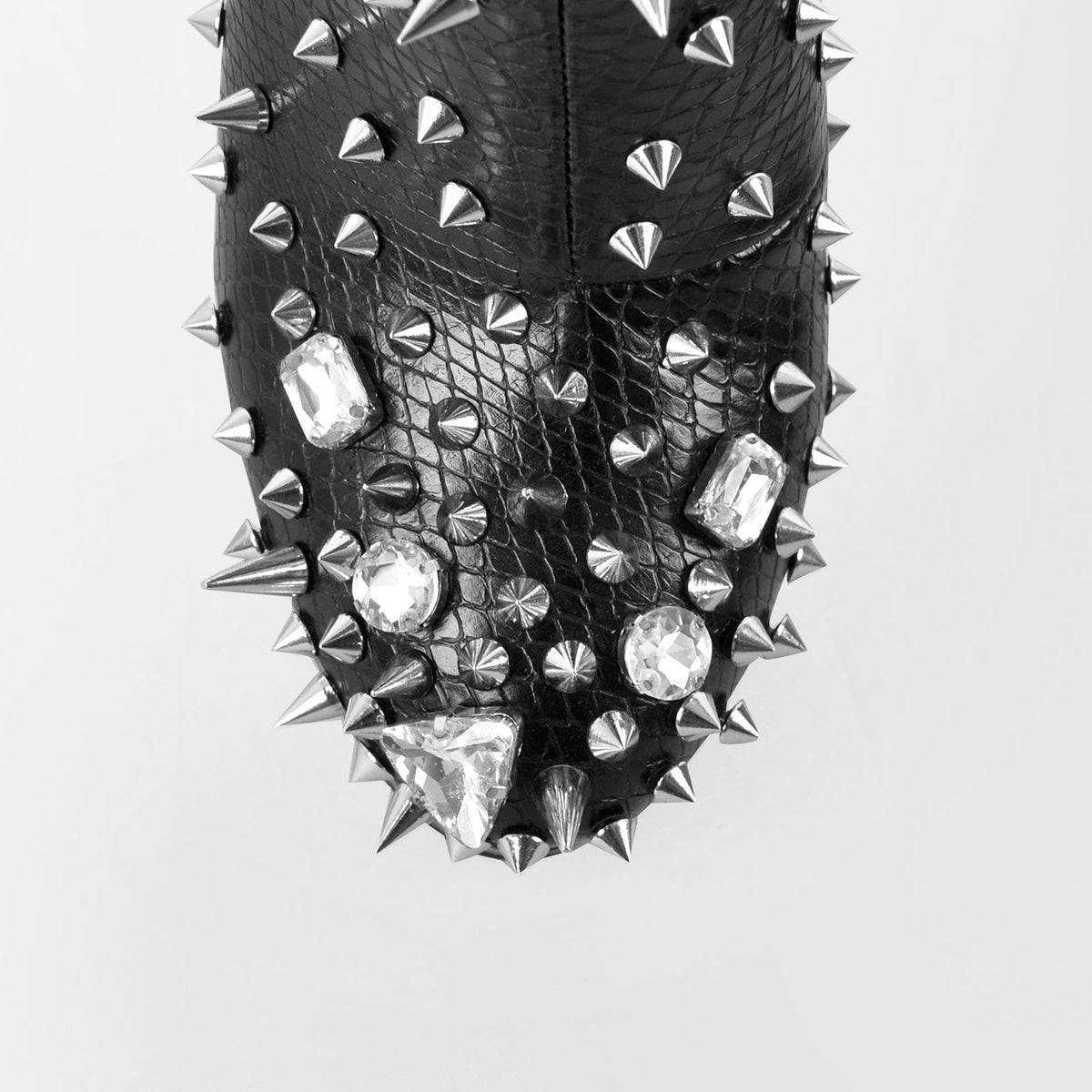 Black Rhinestone Rivet Studded Platform Ankle Boots | Onlymaker Trusted