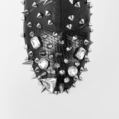Black Rhinestone Rivet Studded Platform Ankle Boots | Onlymaker Trusted