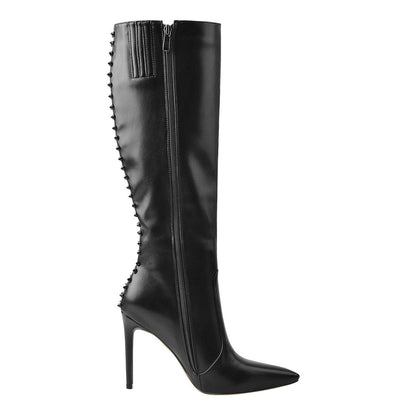 Rivet Pointed Toe Stiletto Knee High Boots | Onlymaker Value