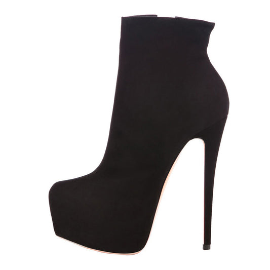 Round Toe Side Zipper Slim Ankle Boots | Onlymaker Everyday