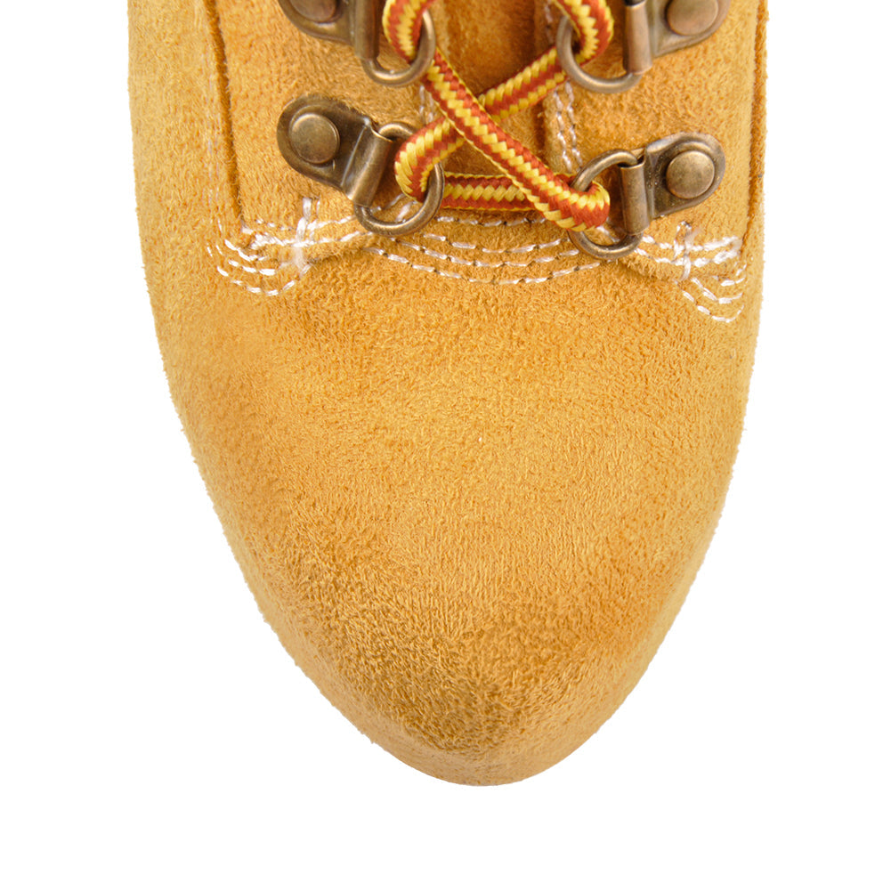 Yellow Platform Round Toe Lace-up Suede Ankle Boots | Onlymaker Top Pick