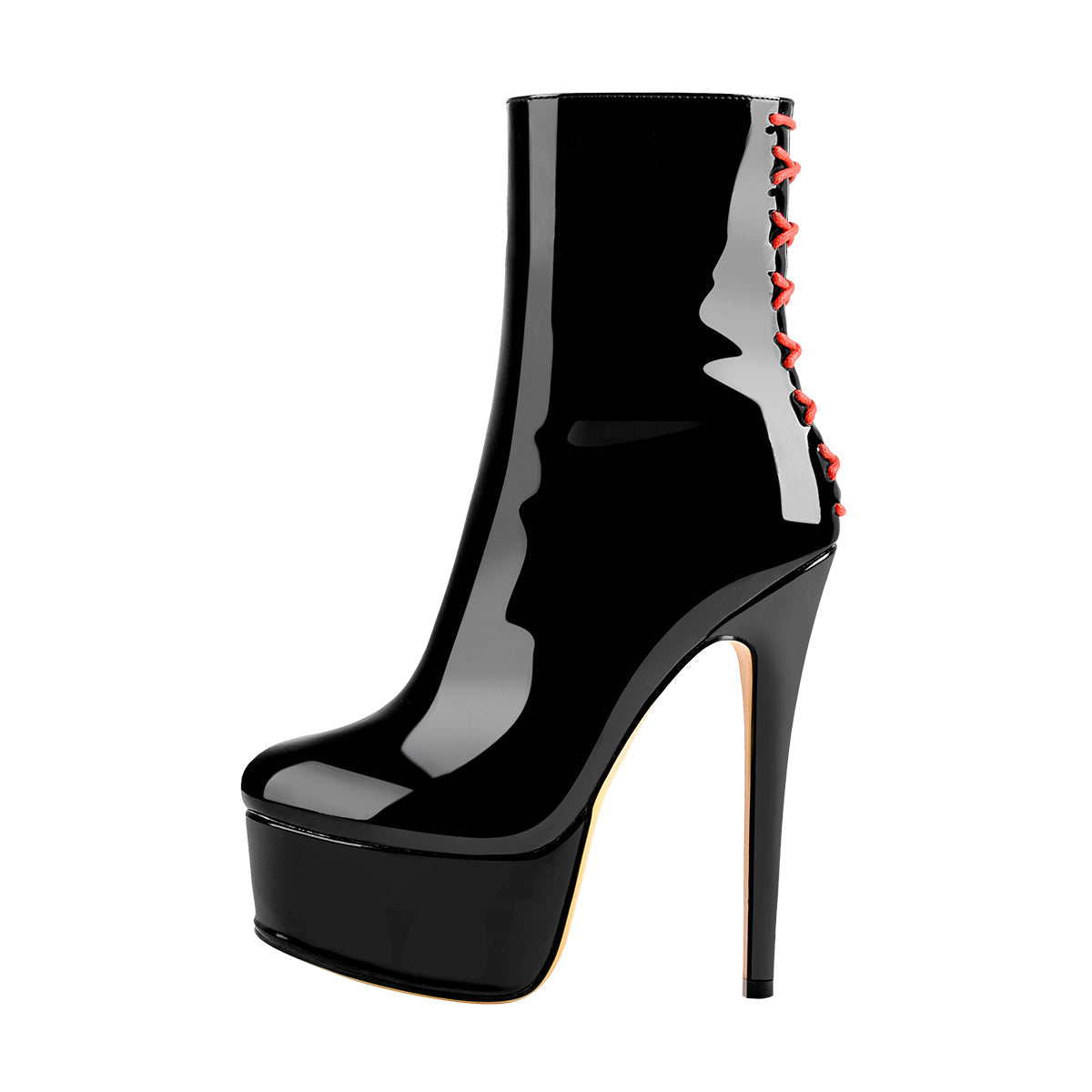 Platform Stiletto High Heel Patent leather Ankle Boots | Onlymaker Featured