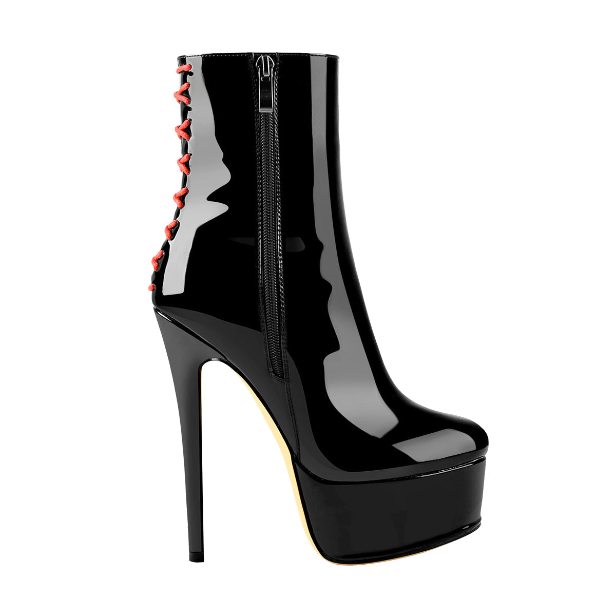 Platform Stiletto High Heel Patent leather Ankle Boots | Onlymaker Featured