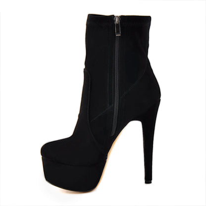 Lycra Stretch Platform Stiletto High Heel Ankle Boots | Onlymaker Quality