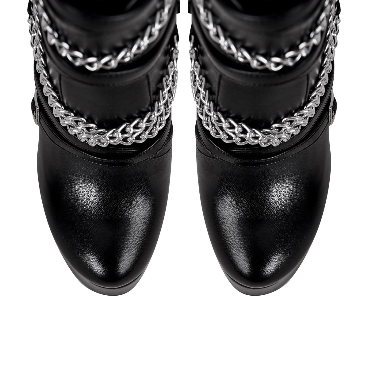 Chain Buckle Strap Platform Stiletto High Heel Boots | Onlymaker Classic