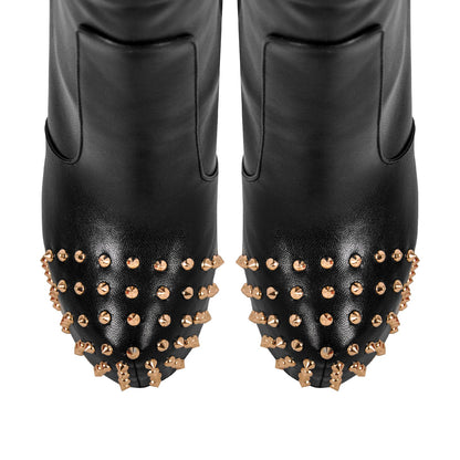Round Toe Stiletto Rivet Over The Knee Boots | Onlymaker Customer Favorite