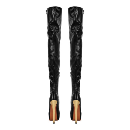 Black Side Zipper Stiletto Over The Knee Boots | Onlymaker Featured