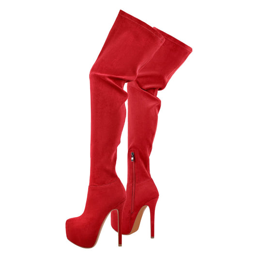 Round Toe Stiletto Platform Over The Knee Boots | Onlymaker Recommended