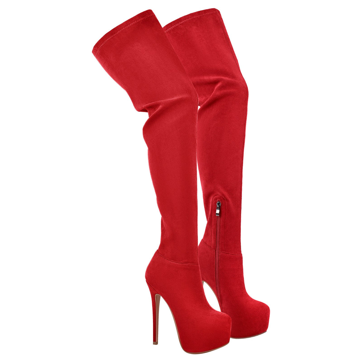 Round Toe Stiletto Platform Over The Knee Boots | Onlymaker Recommended