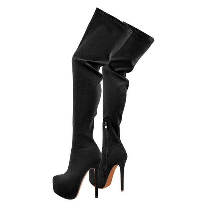 Round Toe Stiletto Platform Over The Knee Boots | Onlymaker Recommended