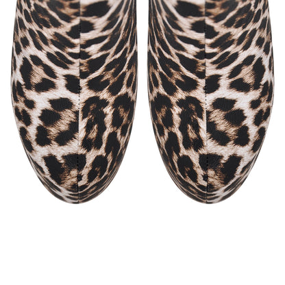 Leopard Platform Stiletto Ankle Boots | Onlymaker Sale